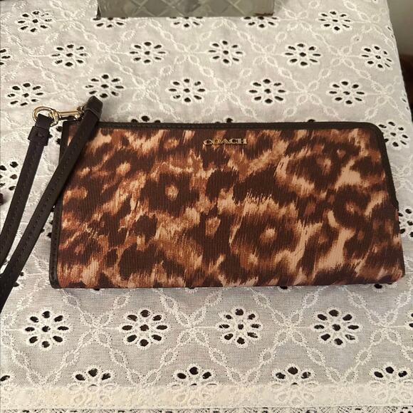 Coach Cheetah Zipper Wristlet Wallet - Picture 2 of 2